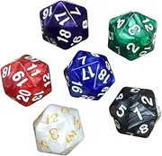 rockible 6Pcs Polyhedral Dices D20 Dices Entertainment Toys 20 Sided Dices Set 20 Sided Game Dices for Party Bar Table Game Card Game Card Games