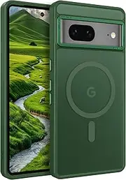[ROUMAYMAY] Case for Google Pixel 7 Strong Magnetic, Google Pixel 7 Phone Case [Compatible with MagSafe] Military Grade Protective Slim Translucent Matte Skin Smooth Case for Google 7, Green