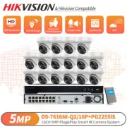 Hikvision 16CH 5MP IR Outdoor Security Camera System MIC 16POE 4K NVR Plug Play