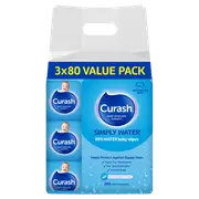 Curash Babycare Simply Water Baby Wipes 3 x 80 Pack