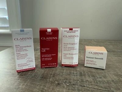 Clarins 4 Piece Travel Sample Set Eye Lift, Super Restorative, Instant Smooth