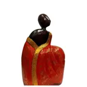 Willow & Silk Tribal Lady Draped In Red Ornament/Statue Home Decor 10x22cm
