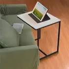 Snack Side Table C Shaped Computer Tablet Desk with Anti-Scratch Marble Tabletop