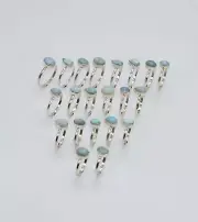 WHOLESALE 21PC 925 SOLID STERLING SILVER BLUE LARIMAR RING LOT u860