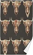 RPLIFE Highland Cow Head Cotton Hand Towels for Bathroom, 16x28 Inch Soft Hand Towels, Luxury Large Towl with Loop