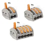 2 3 5 Pole Kit 50x Lever Lock Reusable Wire Connector Tab Clamp Terminal Block