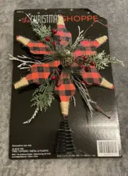 Christmas Tree Plaid Star Topper Buffalo Checkered Twine