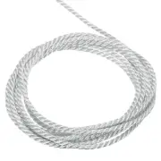 Twisted Cord Trim, 11 Yard 1mm 3-Ply Twine Braided Rope Thread, Silver Grey