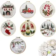 Christmas Embroidery Kit for Beginners w/ Pattern Hoop Gift for Mom Grandma