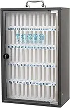 Mobile Phone Storage Cabinet with Combination Lock, Clear Mobile Phone Storage Box Steel Cell Phone Safe Cabinetwith Numbered Slots and Handle