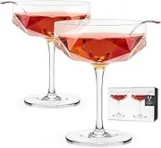 Viski Raye Crystal Crystal Coupe Glasses, Clear, 6267TBV