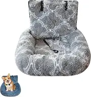 Pelzbarn Car Seat, Pelzbarn Car Seat Dog, Fluffy Safety for Large Small Dogs, Removable, Easy to Clean and Install in All Vehicles (Grey White,L(43 * 23in))