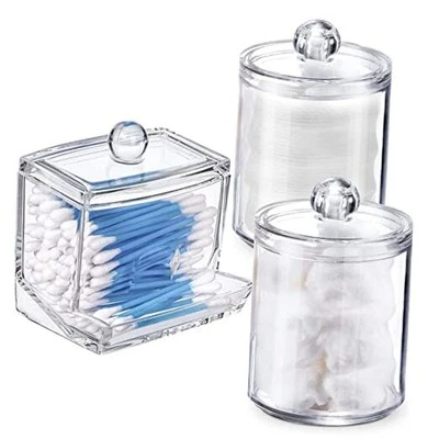 Swab Holder Canisters with Lid, Bathroom Qtip Dispenser Apothecary Jars, 2S1YX