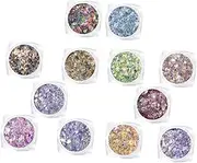 Ipetboom 12 Changing Nail Art Glitter Sequins Mixed Sizes Charming Manicure Decor Kit for DIY Manicure Set