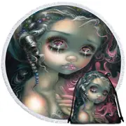 Beautiful Fantasy Painting Dumbo Octopus Mermaid Round Beach Towel