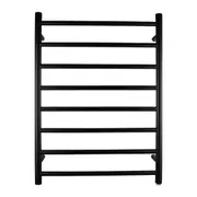 Stainless Steel Round Electric Heated Towel Rail Warmer Heater Rails Rack Wall Mounted Black 8 Bar