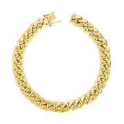 14K Yellow Gold 9mm Mens Miami Cuban Link Italian Chain Bracelet Box Clasp 8"