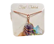 Infinity Loop Crystal Tumbled Amethyst Pendant Cooper Healing Natural Crystal