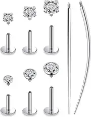 [Lsnevsie] 20G 18G 16G Internally Threaded Astm F136 Titanium Nose Ring Studs Flat Back Studs Earrings G23 Titanium Tragus Helix Conch Cartilage Earrings Piercing Jewelry For Women Men Clear Pink CZ