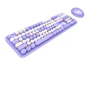 MOFII Wireless Keyboard and Mouse Combo Purple Colorful Full Size Round Key T...