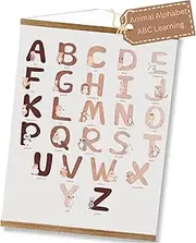 Canvas Alphabet Poster For Toddlers - 16x20 Boho Abc Chart Neutral Wall Decor For Toddler Bedroom - Gender Neutral Nursery Decor