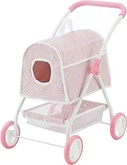 Polka Dots Princess Doll Animal Stroller with Detachable Toy Pet Carrier - Pet Doll Pram for 3 yrs and Up - Pink/Gray