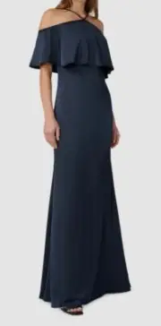 Aidan Mattox Women's Blue Cold Shoulder Gown Dress Size 16