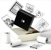 Phomemo M02 Mini Thermal Pocket Printer- Upgraded HD Bluetooth Thermal Photo Printer, Black and White Print-Out Phone Printer for Photo Printing, Plan Journal, Organization, Art Creation, Gift