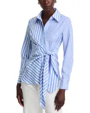 Gracia Striped Tie Side Shirt