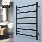 ACA Bath Electric Heated Towel Rail Rack Warmer Dryer 6 Rungs Round Black SUS304