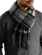[FURTALK] Winter Scarf for Men Long Soft Warm Scarves Plaid Tassel Scarf for Men
