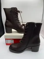 Sun + Stone Women's Choco Sheilaa Lace Up Zip Lug Combat Booties Size 8M NIB