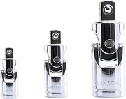 VÄRMA 3-Piece Universal Joint Socket Adapter Set (1/4", 3/8", 1/2"), Premium Quality, Chrome Vanadium with Mirror Finish, Ideal for Automotive, DIY use
