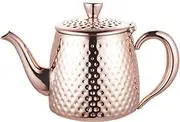 Café Olé Sandringham Teapot, 35oz (1 Litre) Copper Plated 18/10 Stainless Steel with Hammered Finish SDT-035CU