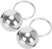 2pcs Resistant AntiLost Copper Bells Crisp Sound Round Collar Decoration Dogs Cats Pets Necklace Bell (Silver)