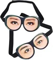 WRITWAA 2pcs Funny Sleep Mask Funny Eye Mask for Sleeping Soft Eyeshade with Adjustable Head Strap for Travel Party Rest Sleeping Assorted Color