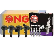 NGK 4 COP Ignition Coils & 4 Ruthenium HX Spark Plugs Kit For Honda Civic 1.8 (for: Honda)