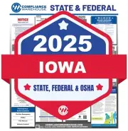 2025 Iowa IA State/Federal Labor Law All In 1 Compliance Poster Paper/Laminated