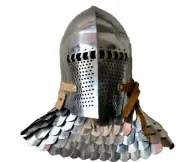 Medieval Helmet Bascinet Steel 18GA SCA Armor LARP Hounskull Big Knight Face