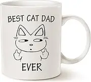Fathers Day Funny Gifts Cat Dad Coffee Mug for Cat Lovers, Best Cat Dad Ever Best Cute Father's Day for Dad Porcelain Cup White 11 Oz