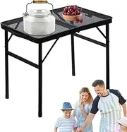 Camp Table Foldable, Outdoor Camping Table Grill Accessories, Aluminum Alloy Non-Slip Tabletop, Adjustable Height Outdoor Gear Portable for Picnic Grilling Party