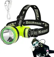 1/2 Diving Headlamp - Waterproof LED Diving Flashlight Bright, LED Underwater Flashlight | 2 Light Modes Dive Light, Rechargeable Head Lights for Forehead Diving Swimming Hiking Camping
