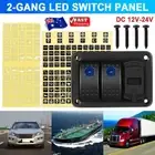 12V 24V 2 Gang Rocker Switch Panel 4.8A Dual USB Charger Voltmeter Car Boat RV