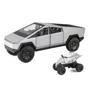 Cybertruck Model Truck Silver Pickup Truck 1/24 Diecast Metal Toy Cars with Sound and Light for Kids-Grey