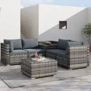6 Piece Outdoor Modular Lounge Sofa - Grey