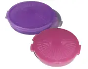 Tupperware Mini Clamshell Pill Keepers Round Pocket Containers Set Purples New
