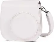 Phetium Instant Camera Case Compatible with Fujifilm Instax Mini 11,PU Leather Bag with Pocket and Adjustable Shoulder Strap (White)