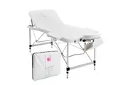 Aluminium Portable Beauty Massage Table Bed 3 Fold 70cm White