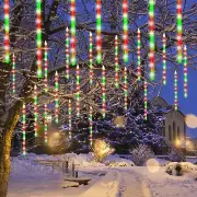 Christmas Outdoor Lights Connectable Meteor Shower 12 Inch Icicles 8 Tubes Led
