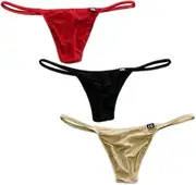[COMLIFE] Men's Ice Silk Solid Color G-String Thongs Underwear Flat Pouch Low Waist Breathable Thong Briefs